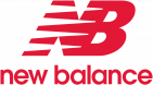 Das New Balance-Logo auf rotem Hintergrund.
