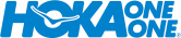 Hoka One-Logo auf blauem Hintergrund.